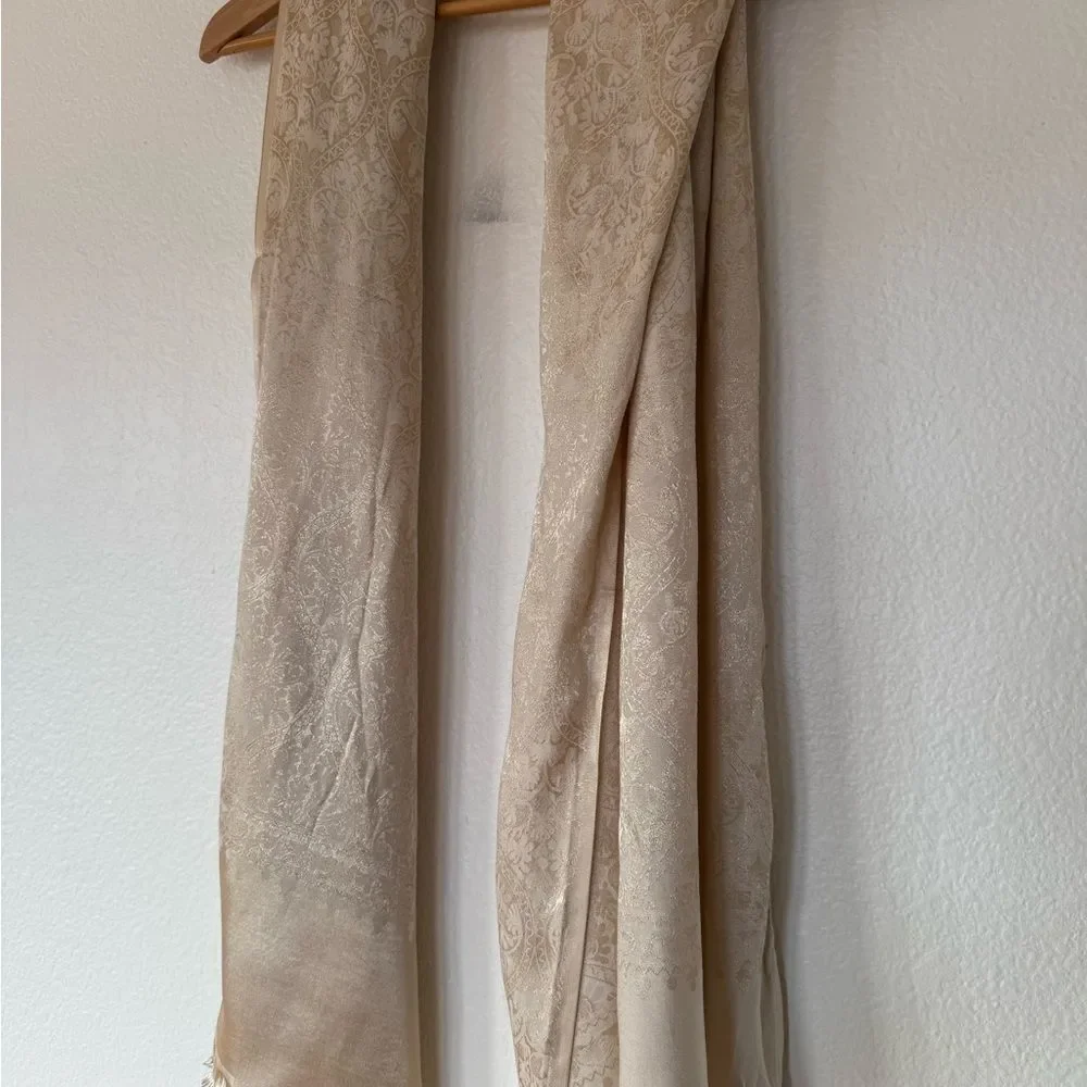 White and gold silk scarf
